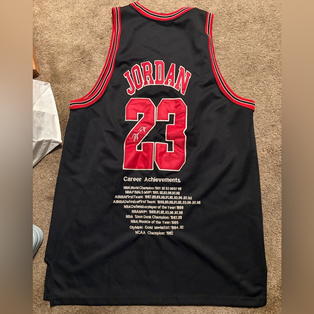 Black and Red Jordan #23 Basketball Jersey - Retro Career Achievements